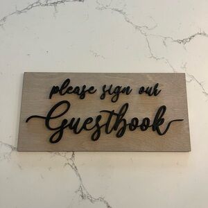 Wooden Guestbook Sign with Black Lettering